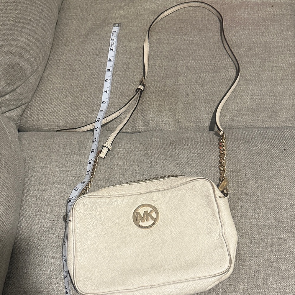 Michael Kors White Crossbody Bag with Gold Accent
